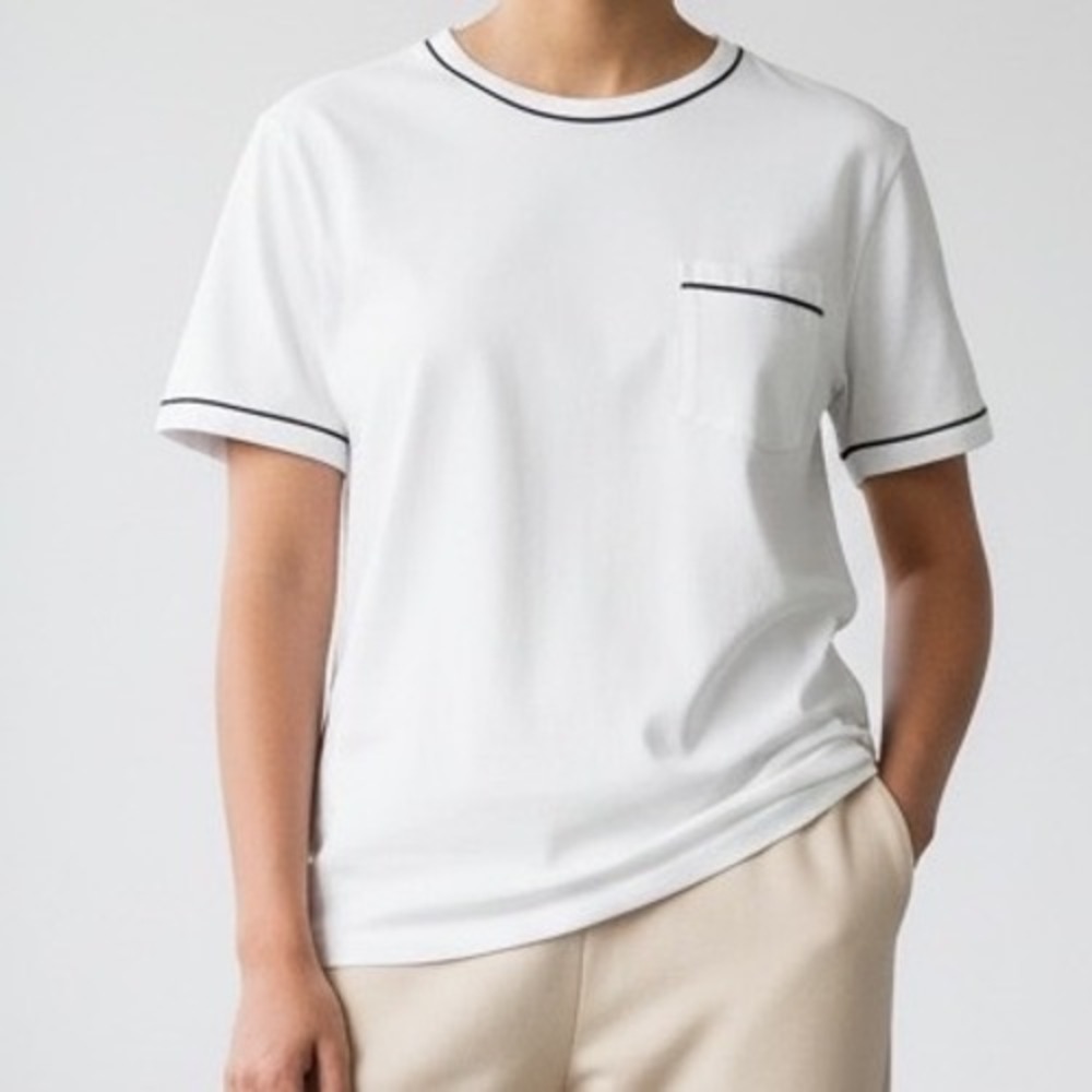 Express XS White baby tee Moisture Wicking T-Shirt Piping clean girl preppy